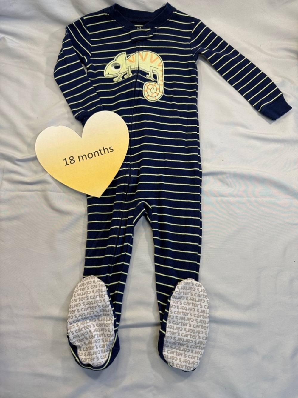 Carter's - LIKE NEW - Long Sleeve Onesie sleeper with Chameleon Graphics